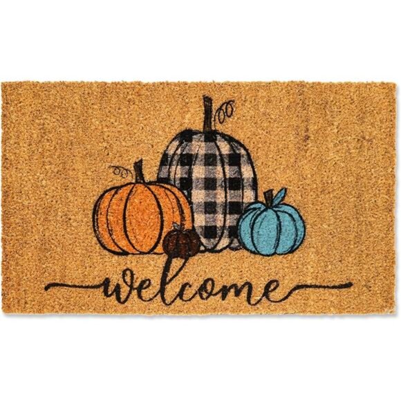 Whaline Fall Door Mats Natural Coir Welcome Doormat Pumpkin‎ Non Slip Farmhouse - Picture 1 of 8